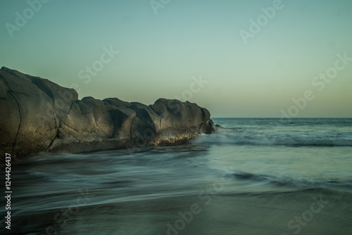Obraz na płótnie Rocky beach in Gran Canaria at sunset, sunrise. w salonie