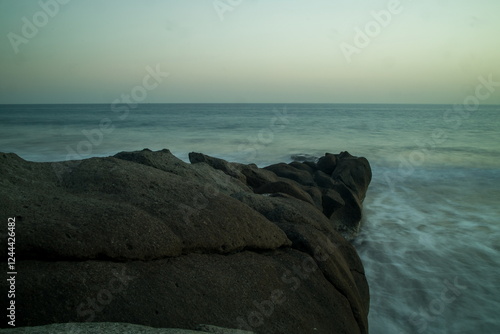 Obraz na płótnie Rocky beach in Gran Canaria at sunset, sunrise. w salonie