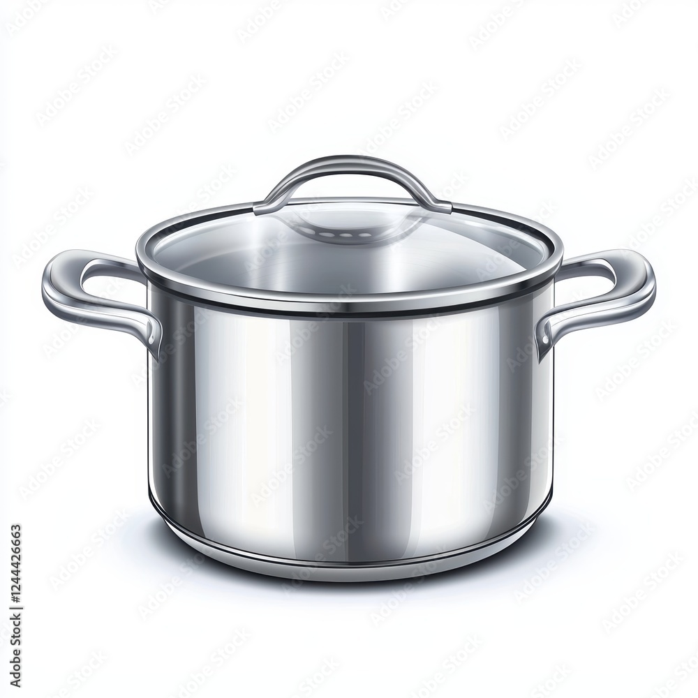 stainless steel cooking pot with a glass lid, isolated on white stainless steel cooking pot with a glass lid, isolated on white