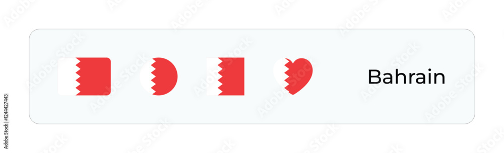 Obraz premium Minimalist Bahrain Flag Icons. Rectangular, Square, Circular, Heart Designs for UI-UX, Web and Print