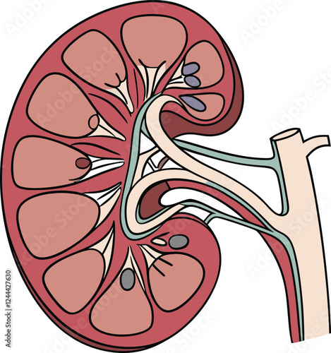 Human kidney with shield isolated on white background. Kidney care concept. Kidney vector art.