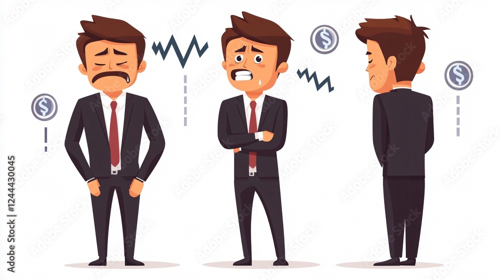Downcast Businessman Vector Isolated in Black and White: Depicting Business Frustration and Loss Downcast Businessman Vector Isolated in Black and White: Depicting Business Frustration and Loss