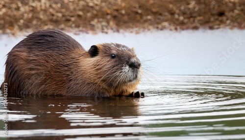 Vibrant and Curious North American Beaver in Striking BlackandWhite against a Transparent Backdrop, Showcasing the Innate Grace of Wildlife in High Contrast photo