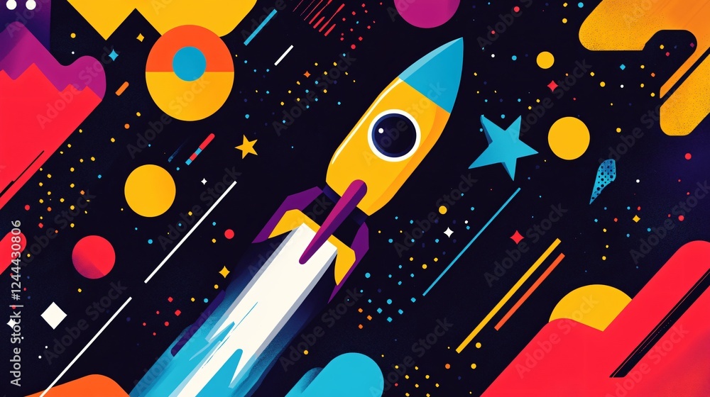 Fototapeta premium background with space rocket