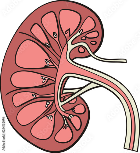 Human kidney with shield isolated on white background. Kidney care concept. Kidney vector art.