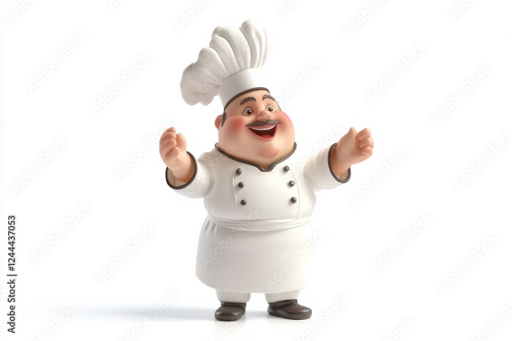 Chef celebrating in white uniform on isolated background with joyful expression Chef celebrating in white uniform on isolated background with joyful expression