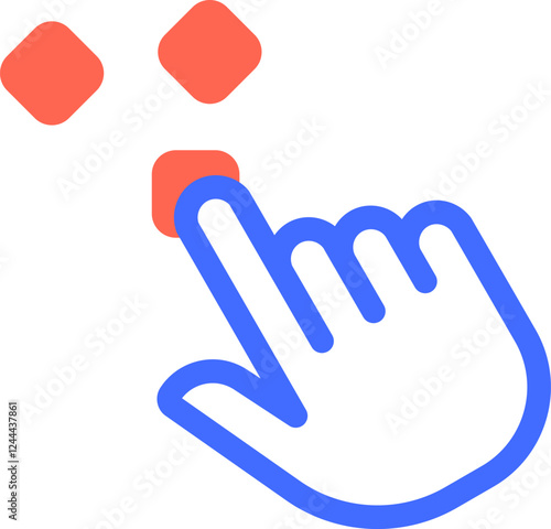Index finger clicking a series of squares, symbolizing a multi stage operation, user interface interaction, or completion of tasks in a digital environment