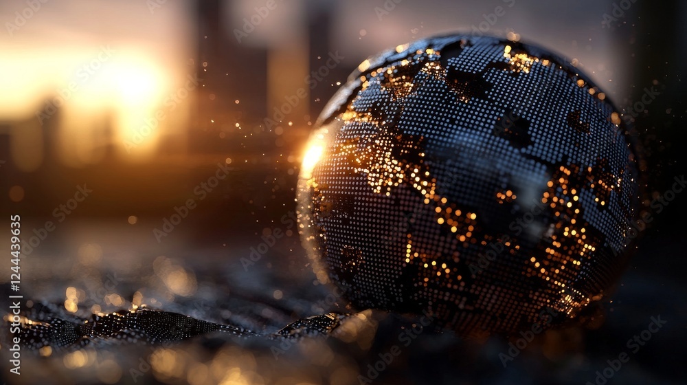 Fototapeta premium A global network represented by a world map point. Depicting the Earth as a network. 3D rendering