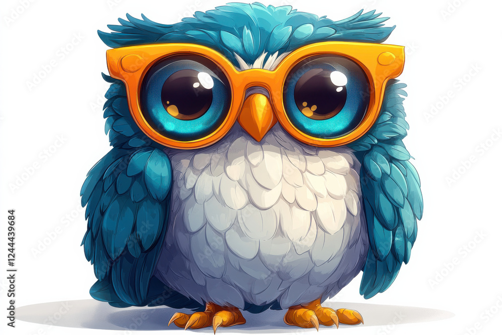 Sweet Owl Character with Big Eyes and Fluffy Feathers Sweet Owl Character with Big Eyes and Fluffy Feathers