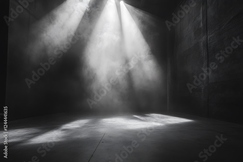 Dramatic Light and Shadow Play with Smoke in an Empty Room