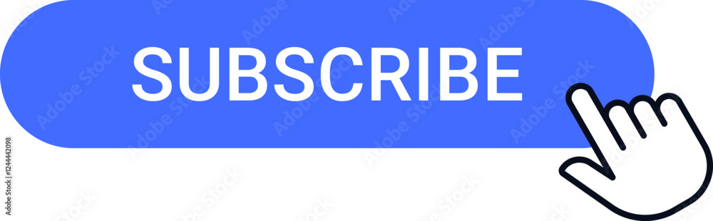 Mouse pointer clicking on a subscribe button with an extended index finger, encouraging users to follow and stay updated on the latest online content and services Mouse pointer clicking on a subscribe button with an extended index finger, encouraging users to follow and stay updated on the latest online content and services