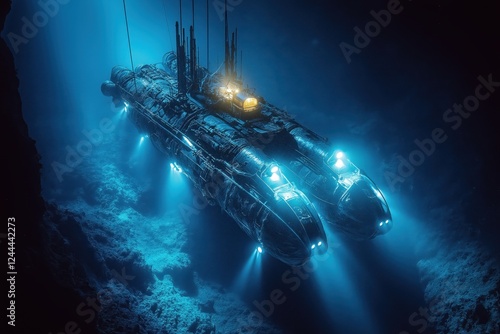 Exploring the Depths: Bathyscaphe Descends Into the Mysterious Ocean Abyss photo