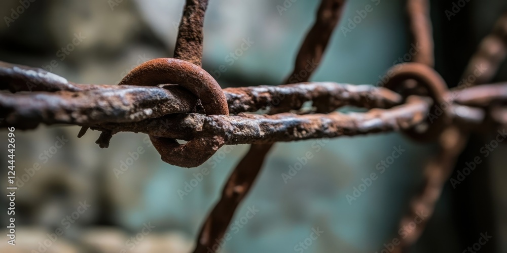 Close-up of rusty barbed wire in focus against blurred background. International Day for the Right to the Truth concerning Gross Human Rights Violations and for the Dignity of Victims Close-up of rusty barbed wire in focus against blurred background. International Day for the Right to the Truth concerning Gross Human Rights Violations and for the Dignity of Victims