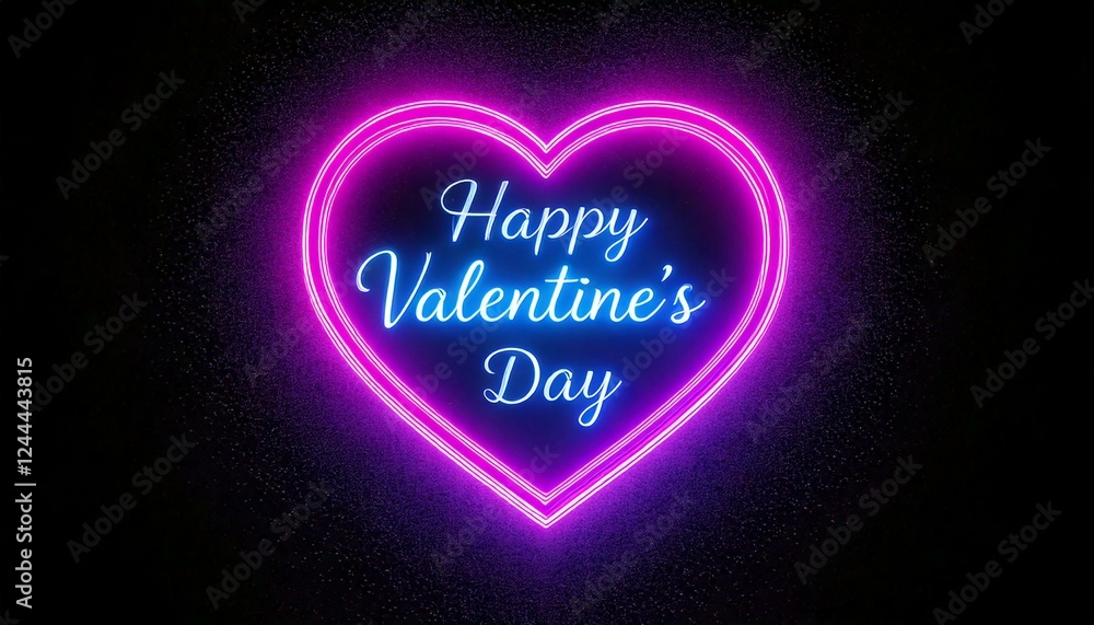 Happy valentine's day handwriting message in a pink fuchsia neon heart on a black background valentines' valentine text card celebration handwritten text digital illustration Happy valentine's day handwriting message in a pink fuchsia neon heart on a black background valentines' valentine text card celebration handwritten text digital illustration