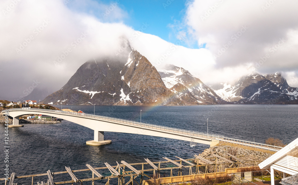 Fotografie Bridge in Lofoten Norway.