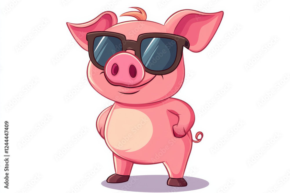 Sweet Cartoon Pig with Playful Eyes and a Cheerful Expression Sweet Cartoon Pig with Playful Eyes and a Cheerful Expression