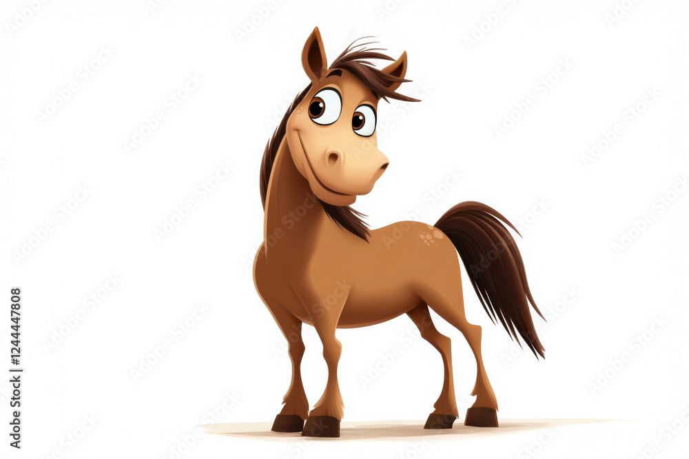 Playful Cartoon Horse with a Cheerful Face Playful Cartoon Horse with a Cheerful Face