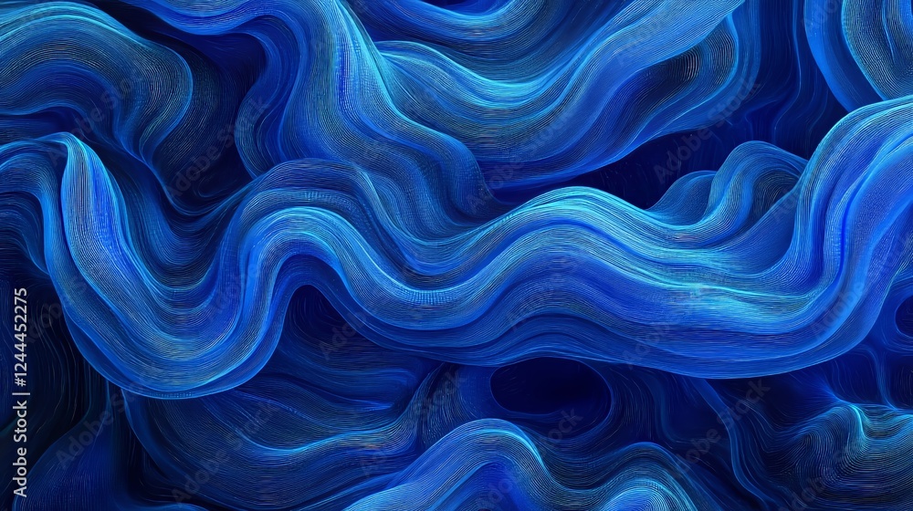 Naklejka premium Blue digital particles wave flow, Digital cyberspace abstract background