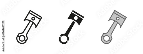 Piston icon. Car piston vector illustration. Vehicle part symbol. Mechanical element sign. Automobile repair service pictogram. Mechanical rotor isolated outline, line, black and colored concept.