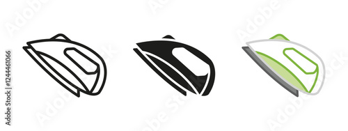 Electric iron icon. Clothes ironing symbol. Laundry housework sign. Electric iron device vector illustration. Domestic appliance pictogram. Ironing household concept isolated.