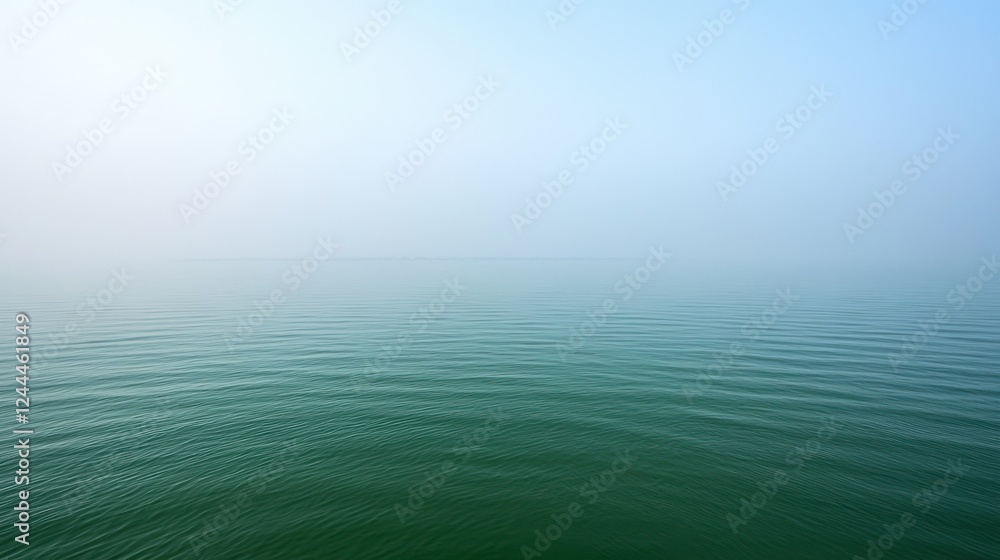 Obraz premium Calm lake mist, serene waterscape, misty morning, tranquil scene, peaceful background
