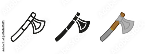 Viking battle axe icon. Barbarian weapon vector illustration. Medieval Scandinavian hatchet symbol. Nordic warrior sign. Fantasy RPG game pictogram. Ancient handle tomahawk concept.
