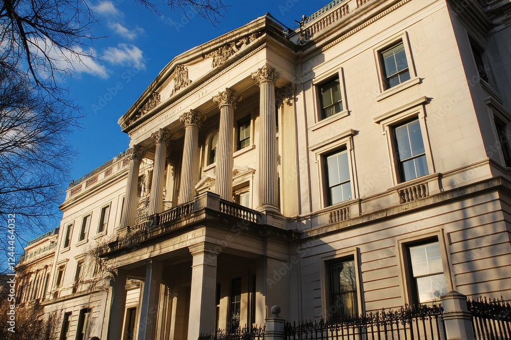 Obraz premium Grand Neoclassical Building Under a Blue Sky