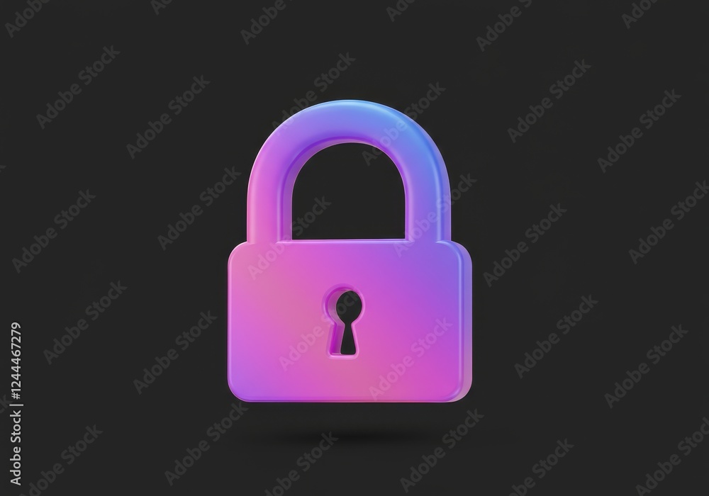 Iridescent 3D Lock Icon in Gradient Colors. Perfect for Security and Privacy Symbols in Digital Interfaces. Isolated on transparent background Iridescent 3D Lock Icon in Gradient Colors. Perfect for Security and Privacy Symbols in Digital Interfaces. Isolated on transparent background