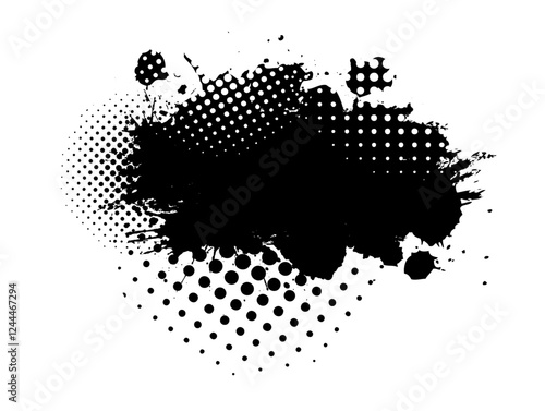 Splatter Paint Texture . Black Spray Blot of Ink. Place illustration Over any Object to Create Grungy Effect . hand drawn. Not AI, Vector