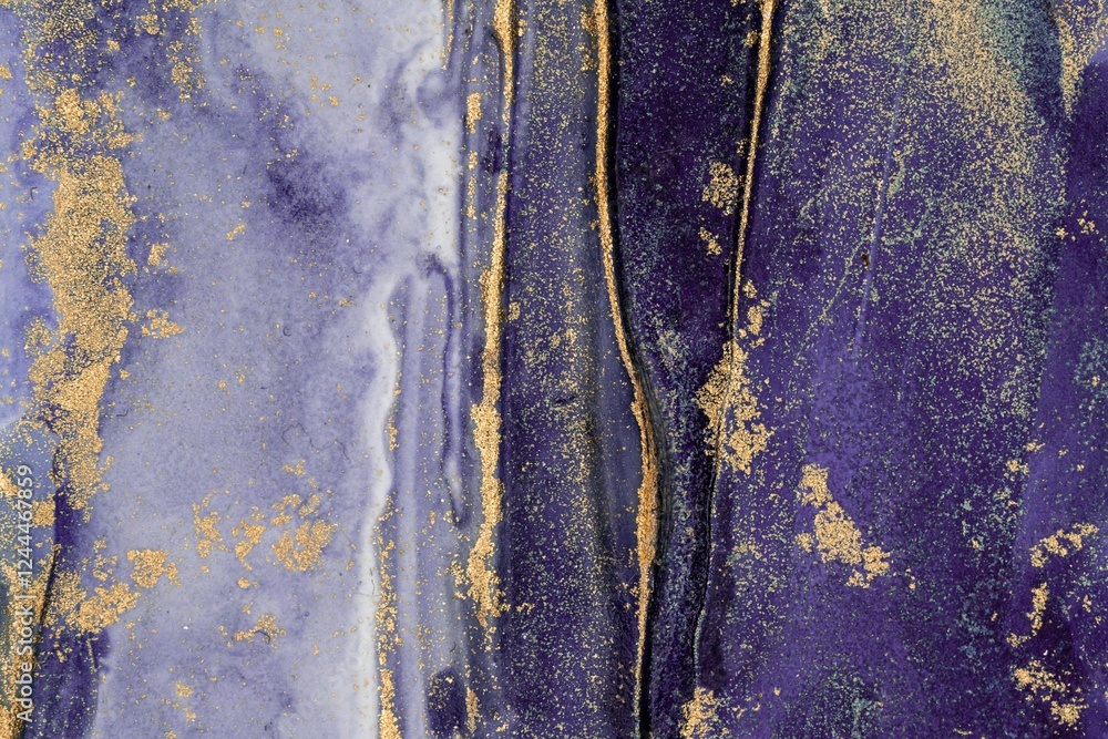 Naklejka premium Original artwork photo of marble ink abstract art. High resolution photograph from exemplary original painting. Abstract painting was painted on HQ paper texture to create smooth marbling pattern.