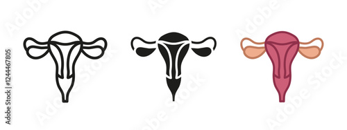 Uterus icon. Gynecology symbol. Woman reproductive system anatomy vector illustration. Ovary and womb sign. Menstrual cycle, pregnancy and ovulation pictogram. Female genital uterus concept isolated.
