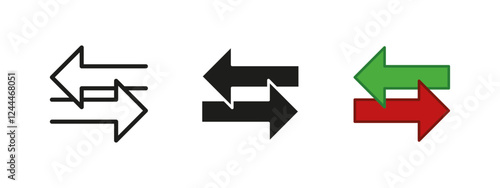Exchange icon. Transfer arrow vector illustration. Money trading symbol. Change, switch and swap sign. Double direction reverse arrows pictogram. Money flow transaction. Income and expenses concept.