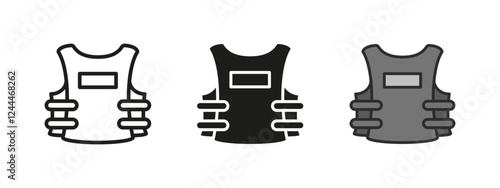 Bulletproof vest icon. Police armor vector illustration. Military protection and defense symbol. Tactical armour sign. Army and security pictogram. Bulletproof vest armored concept isolated.