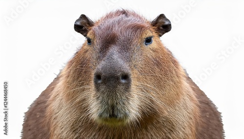 Vivid Capybara on Transparent Background A Striking and Isolated Portrait of the Worlds Largest Rodent Against a Minimalistic Backdrop photo