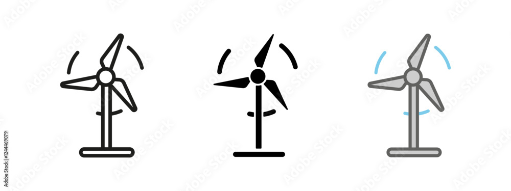 Wind turbine energy icon. Renewable electricity vector illustration. Sustainable power generation. Green technology windmill sign. Eco-friendly alternative energy. Environmental clean air concept. Wind turbine energy icon. Renewable electricity vector illustration. Sustainable power generation. Green technology windmill sign. Eco-friendly alternative energy. Environmental clean air concept.