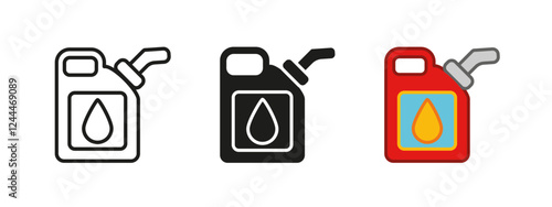 Oil canister icon. Fuel storage vector illustration. Gasoline container symbol. Petroleum energy supply sign. Automotive lubricant pictogram. Industrial motor oil design.