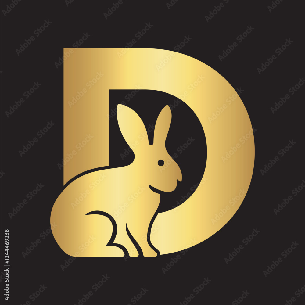 Obraz premium Initial Rabbit Logo Combine With Letter D Vector Template