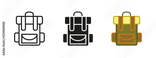 Travel backpack icon. Hiking and tourism vector illustration. Adventure and camping gear symbol. Rucksack for trips, journeys, and expeditions.