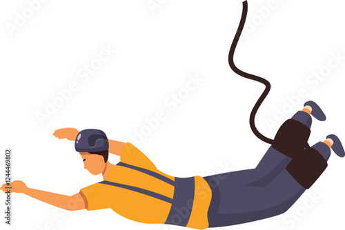 Bungee jumper falling down, extreme sport and leisure activity, brave man experiencing extreme emotions, adrenaline rush
