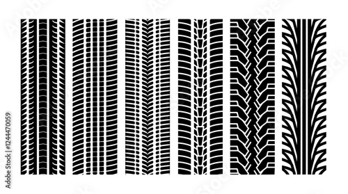 Tyre track vector tread border line. Tire race trail protector automotive car texture wheel