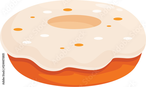 Sweet donut with white icing and sprinkles on an orange base, creating a visually appealing treat