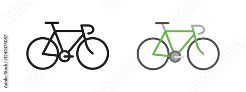 Bicycle icon. Road cycling vector illustration. Eco-friendly transportation symbol. Speed and fitness sign. Urban mobility and outdoor recreation concept.