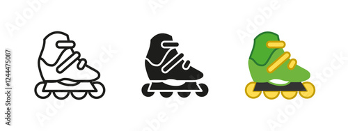 Rollers skates icon. Outdoor skating vector illustration. High-speed activity symbol. Sport and fitness sign. Recreation, exercise, and competition concept.