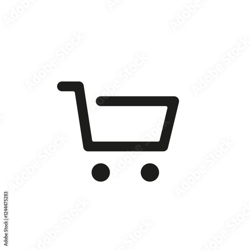 Shopping cart web icon. Minimalist vector illustration for online store and ecommerce platforms. Simple basket symbol for purchasing and checkout functions. Retail and commerce concept.