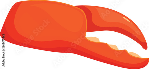 Cartoon illustration of a single isolated red crab claw, evoking delicious seafood meals and the bounty of the ocean