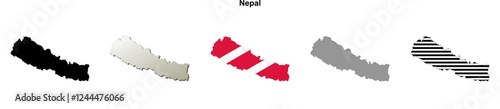 Nepal outline map set