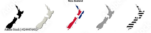 New Zealand outline map set photo