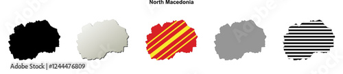 North Macedonia outline map set