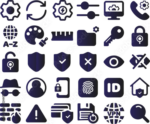 A set of 30 Business Gradient Icons  photo