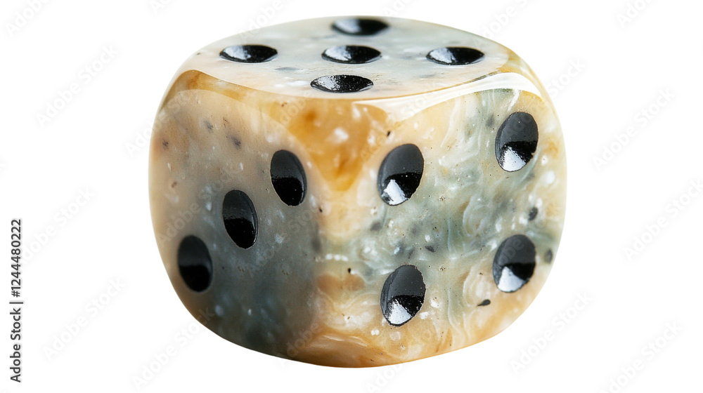 Resin dice showing five isolated on transparent background Resin dice showing five isolated on transparent background